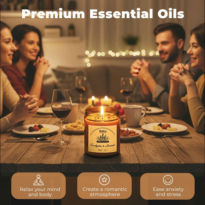 WEMEET 2er Set Duftkerzen Geschenkset, Lavendelkerzen für Zuhause mit Kristallen 7oz, Eukalyptus-Lavendel Kerze mit Trockenblumen, Aromatherapie Kerze für Geburtstag, Muttertag, Weihnachten