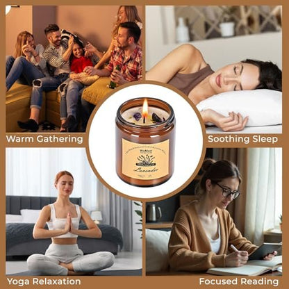 WEMEET 2er Set Duftkerzen Geschenkset, Lavendelkerzen für Zuhause mit Kristallen 7oz, Eukalyptus-Lavendel Kerze mit Trockenblumen, Aromatherapie Kerze für Geburtstag, Muttertag, Weihnachten