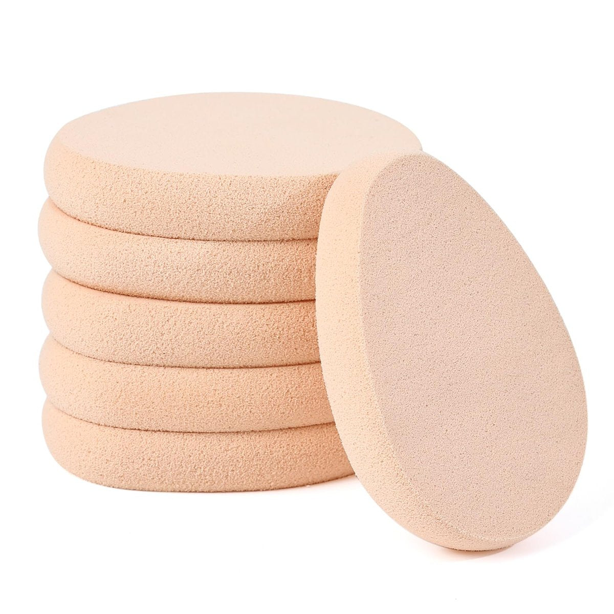 Clofiak 6er-Pack flache Make-up-Schwämme für Foundation, beige Foundation-Schwamm, Beauty Blender Make-up-Schwämme, Cushion-Foundation-Puff für natürliches und einfaches, weiches, langanhaltendes Ergebnis