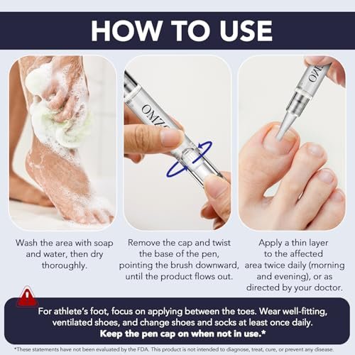 Nagelpilz Stift - Starke Nagelpilzbehandlung mit 25% Undecylensäure, Teebaum & Jojoba - Nagelpilz Reparatur Set für beschädigte, verfärbte, eingewachsene Nägel (5er Pack)