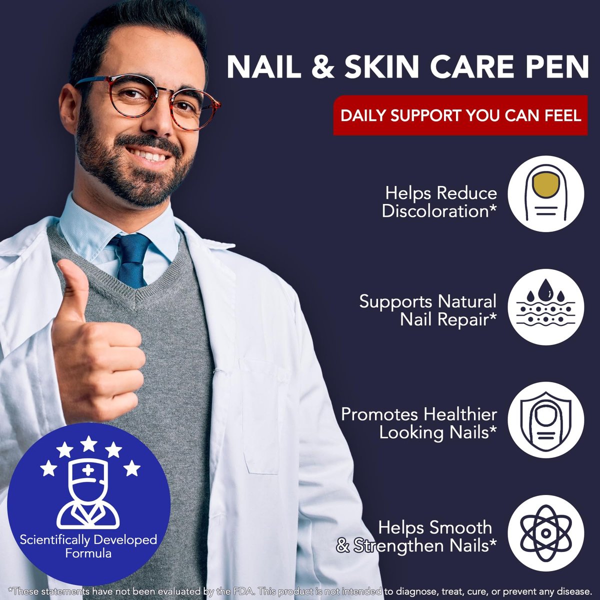 Nagelpilz Stift - Starke Nagelpilzbehandlung mit 25% Undecylensäure, Teebaum & Jojoba - Nagelpilz Reparatur Set für beschädigte, verfärbte, eingewachsene Nägel (5er Pack)