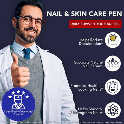 Nagelpilz Stift - Starke Nagelpilzbehandlung mit 25% Undecylensäure, Teebaum & Jojoba - Nagelpilz Reparatur Set für beschädigte, verfärbte, eingewachsene Nägel (5er Pack)