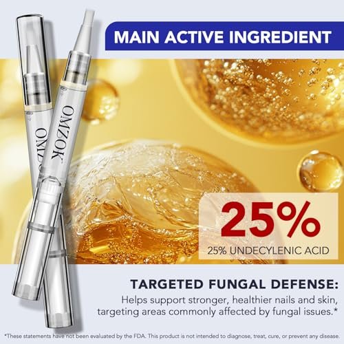 Nagelpilz Stift - Starke Nagelpilzbehandlung mit 25% Undecylensäure, Teebaum & Jojoba - Nagelpilz Reparatur Set für beschädigte, verfärbte, eingewachsene Nägel (5er Pack)