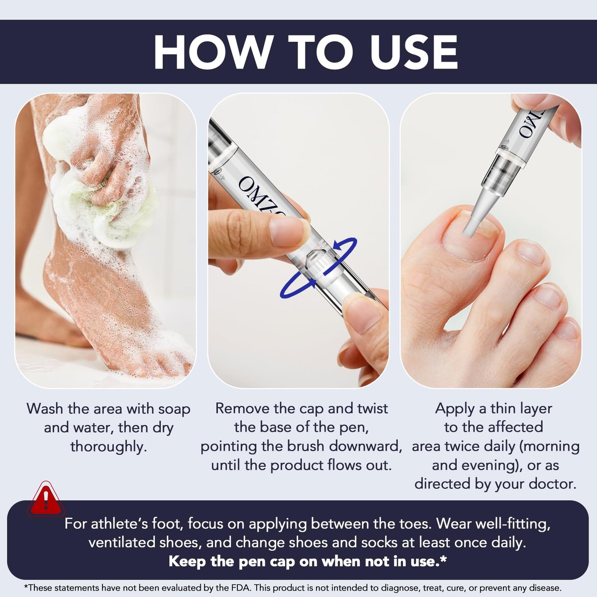 Nagelpilz Stift - Starke Nagelpilzbehandlung mit 25% Undecylensäure, Teebaum & Jojoba - Nagelpilz Reparatur Set für beschädigte, verfärbte, eingewachsene Nägel (5er Pack)