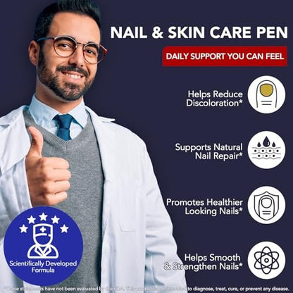 Nagelpilz Stift - Starke Nagelpilzbehandlung mit 25% Undecylensäure, Teebaum & Jojoba - Nagelpilz Reparatur Set für beschädigte, verfärbte, eingewachsene Nägel (5er Pack)
