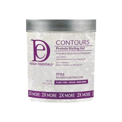 Design Essentials Contours Protein Styling Gel – Mittlerer Halt für entspanntes & natürliches Haar, 946 ml