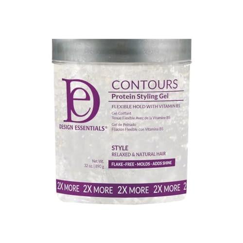 Design Essentials Contours Protein Styling Gel – Mittlerer Halt für entspanntes & natürliches Haar, 946 ml