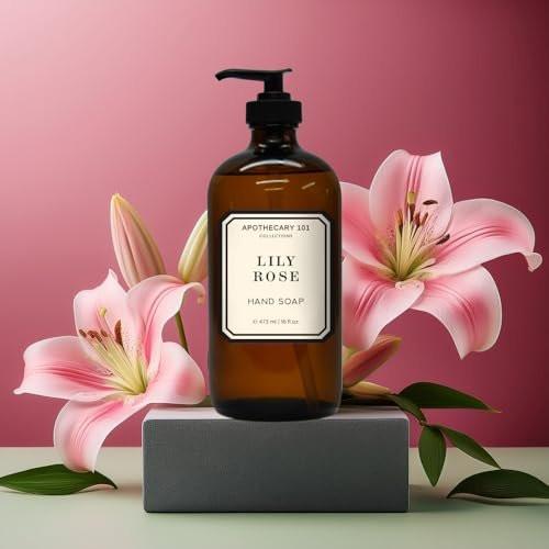 Apothecary 101 Glas Handseife Set – 4 x 500 ml Flaschen mit Meersalz Verbene, Heidelbeere, Lilie Rose & Kokosnuss Zitrus – Home & Body Company