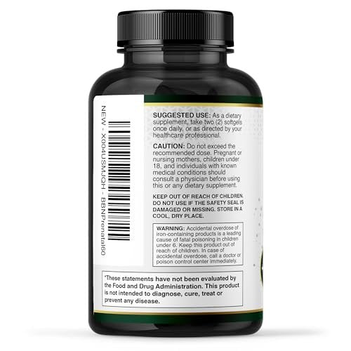 Built by Nature Schwangerschaftsvitamine für Frauen – Präparat mit DHA, Eisen & Folsäure – Multivitamin Weichkapseln – 60 Stück