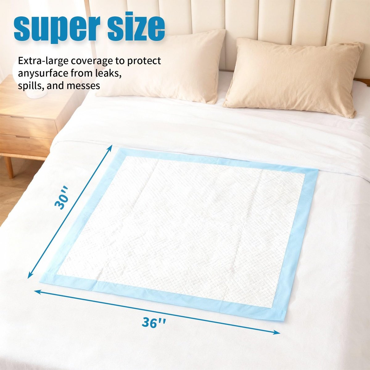 Warmify 10er-Pack Einweg-Bettauflagen 30" x 36" für Erwachsene, Kinder & Haustiere – Superabsorbierende Inkontinenzunterlagen mit wasserdichter Rückseite, auslaufsicher, weiche Vlies-Oberseite, Schutz für Bett & Möbel