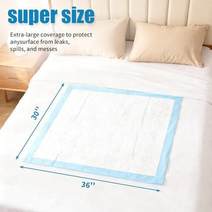 Warmify 10er-Pack Einweg-Bettauflagen 30" x 36" für Erwachsene, Kinder & Haustiere – Superabsorbierende Inkontinenzunterlagen mit wasserdichter Rückseite, auslaufsicher, weiche Vlies-Oberseite, Schutz für Bett & Möbel