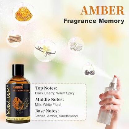 Amber Duftöl – MAYJAM 100 ml Ätherisches Öl für Diffuser, Seifen- und Kerzenherstellung, langanhaltend
