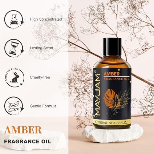Amber Duftöl – MAYJAM 100 ml Ätherisches Öl für Diffuser, Seifen- und Kerzenherstellung, langanhaltend