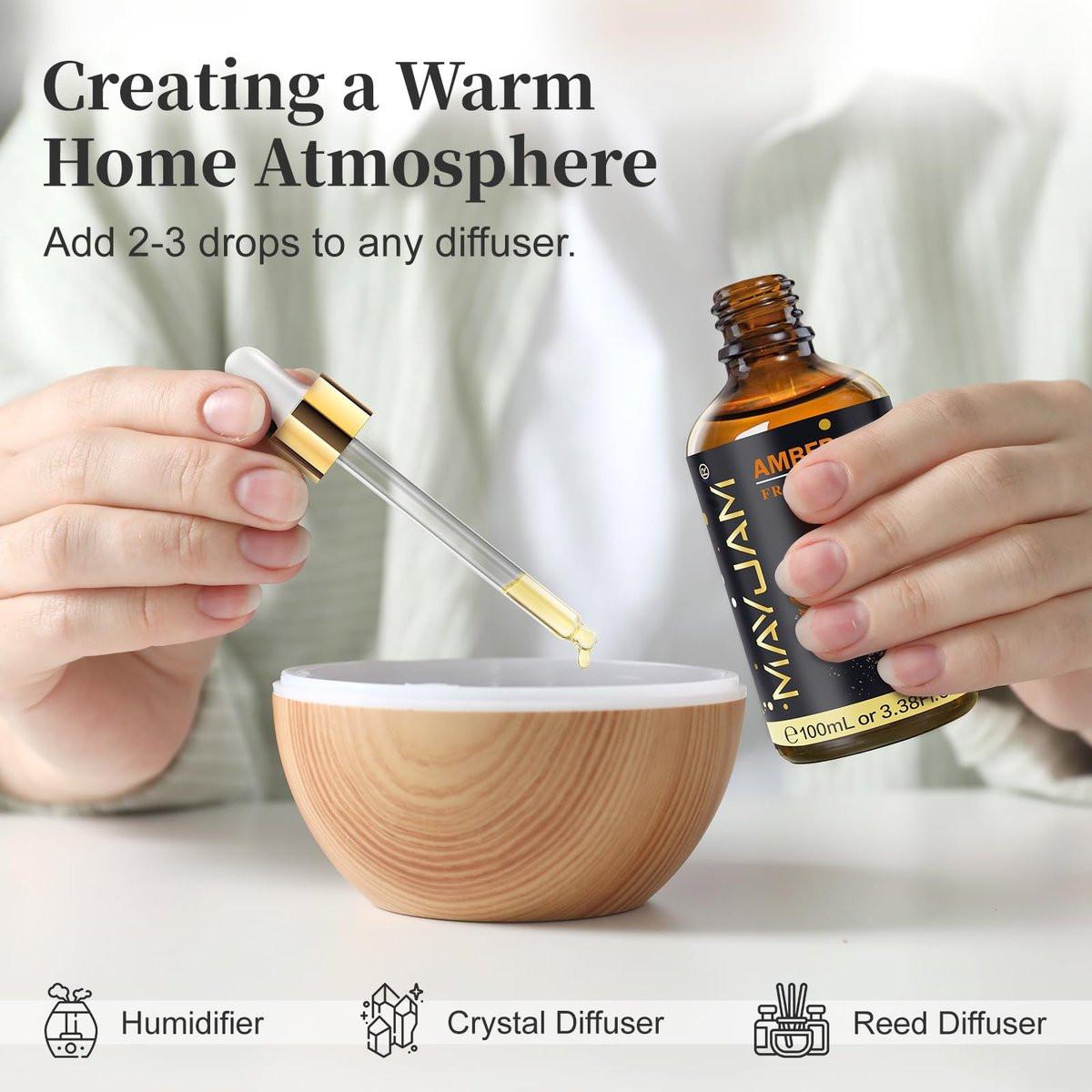 Amber Duftöl – MAYJAM 100 ml Ätherisches Öl für Diffuser, Seifen- und Kerzenherstellung, langanhaltend