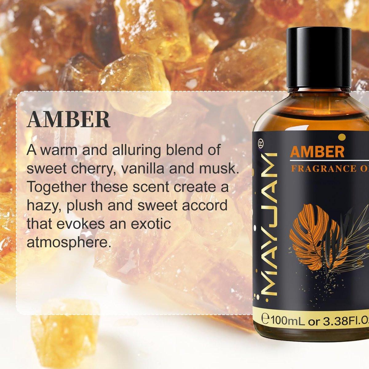 Amber Duftöl – MAYJAM 100 ml Ätherisches Öl für Diffuser, Seifen- und Kerzenherstellung, langanhaltend