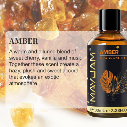 Amber Duftöl – MAYJAM 100 ml Ätherisches Öl für Diffuser, Seifen- und Kerzenherstellung, langanhaltend