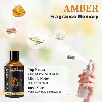 Amber Duftöl – MAYJAM 100 ml Ätherisches Öl für Diffuser, Seifen- und Kerzenherstellung, langanhaltend