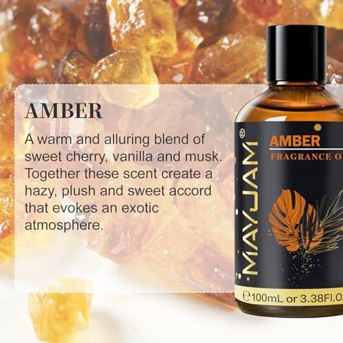 Amber Duftöl – MAYJAM 100 ml Ätherisches Öl für Diffuser, Seifen- und Kerzenherstellung, langanhaltend