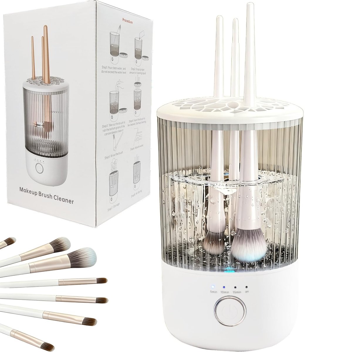 Luslife Elektrische Make-up-Pinsel-Reinigungsmaschine – Multifunktionaler integrierter Pinselreiniger mit einem Klick für verschiedene Make-up-Pinsel und Werkzeuge