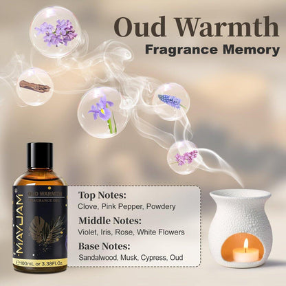 MAYJAM Oud Warmth Duftöl – 100 ml – Langanhaltendes ätherisches Öl für Diffuser, Seifen- und Kerzenherstellung