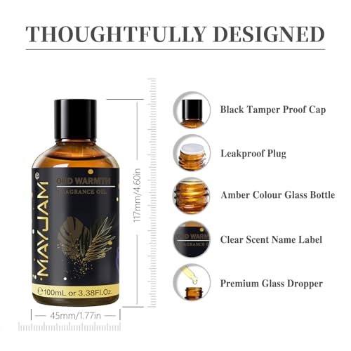 MAYJAM Oud Warmth Duftöl – 100 ml – Langanhaltendes ätherisches Öl für Diffuser, Seifen- und Kerzenherstellung