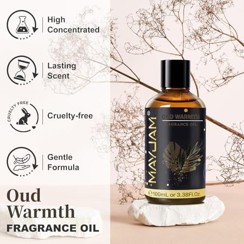 MAYJAM Oud Warmth Duftöl – 100 ml – Langanhaltendes ätherisches Öl für Diffuser, Seifen- und Kerzenherstellung