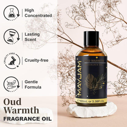MAYJAM Oud Warmth Duftöl – 100 ml – Langanhaltendes ätherisches Öl für Diffuser, Seifen- und Kerzenherstellung