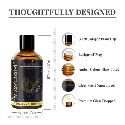 MAYJAM Oud Warmth Duftöl – 100 ml – Langanhaltendes ätherisches Öl für Diffuser, Seifen- und Kerzenherstellung