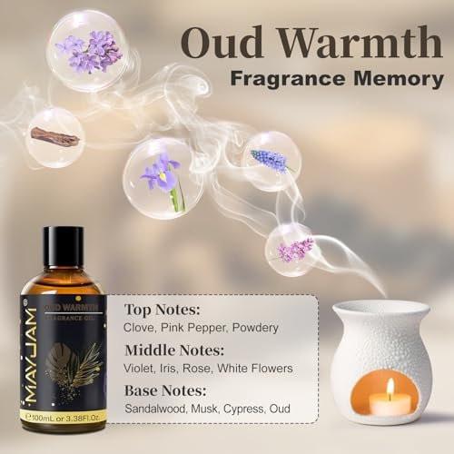 MAYJAM Oud Warmth Duftöl – 100 ml – Langanhaltendes ätherisches Öl für Diffuser, Seifen- und Kerzenherstellung