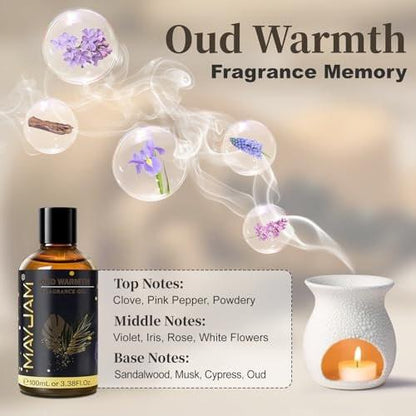 MAYJAM Oud Warmth Duftöl – 100 ml – Langanhaltendes ätherisches Öl für Diffuser, Seifen- und Kerzenherstellung