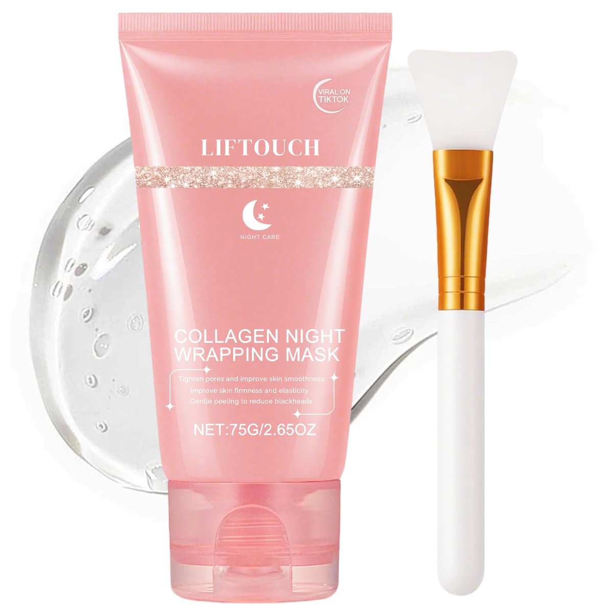 Liftouch Korean Collagen Night Wrapping Mask – Übernacht-Peel-Off-Gesichtsmaske für das Gesicht – Feuchtigkeitsspendende Schlafmaske Hautpflege – Anti-Aging-Glashaut-Elastizitätsbehandlung für Frauen