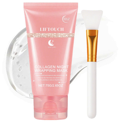 Liftouch Korean Collagen Night Wrapping Mask – Übernacht-Peel-Off-Gesichtsmaske für das Gesicht – Feuchtigkeitsspendende Schlafmaske Hautpflege – Anti-Aging-Glashaut-Elastizitätsbehandlung für Frauen