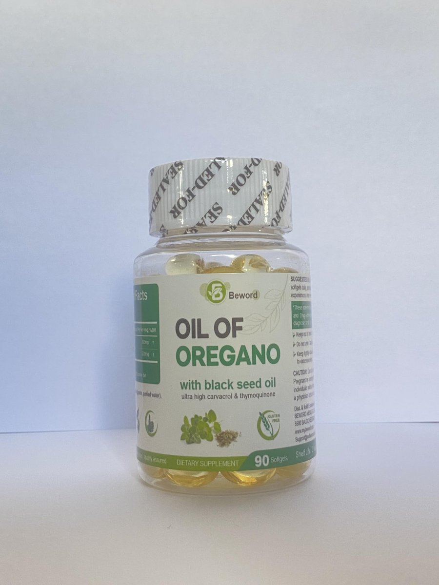 BEWORD Oreganoöl mit Schwarzkümmelöl, 90 Softgels, 2-in-1 Nahrungsergänzungsmittel für die Immunabwehr mit hohem Carvacrol- und Thymoquinongehalt | pflanzlich, nicht-GVO