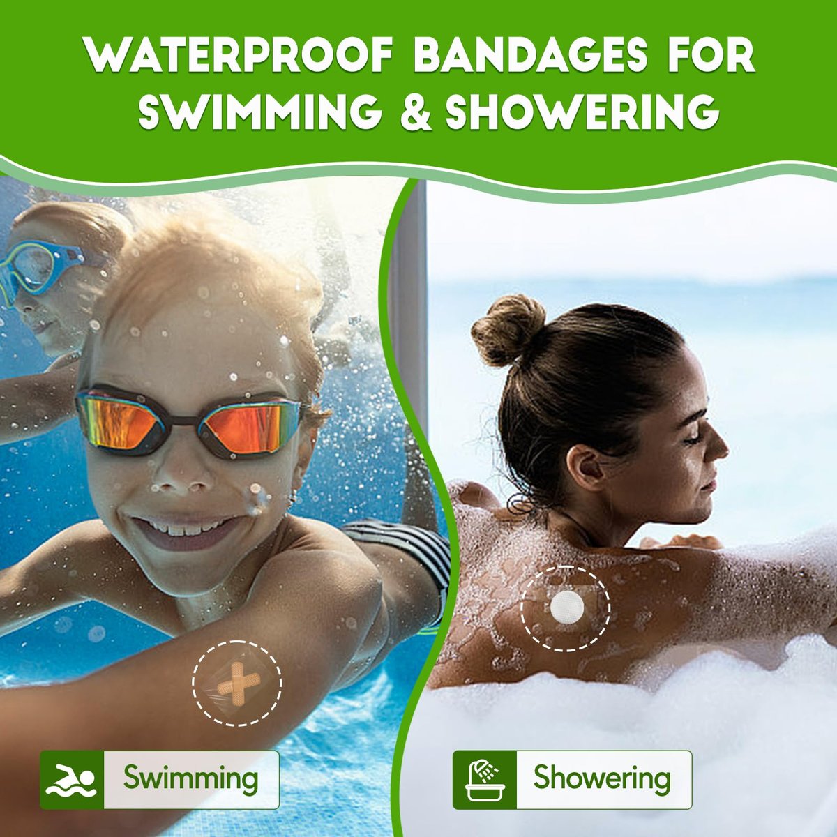 60 Stück transparente Wundauflage – 4" x 4,75" wasserdichte Pflaster für Wunden + 2,37" x 2,75" Wundauflage zum Schwimmen, nach der OP, für IV-Schutz, Tattoo-Pflege, selbstklebende Pflaster