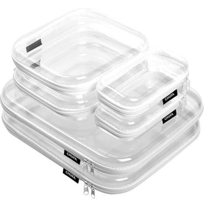 6er-Pack Klarsicht-Hartschalen-Reißverschluss-Etuis, durchsichtige Hartplastik-Organizer-Taschen für Reisen – Toilettenartikel, Make-up, Elektronik & Stifte, bruchsichere Aufbewahrung, 3 Größen (2 klein/2 mittel/2 groß)