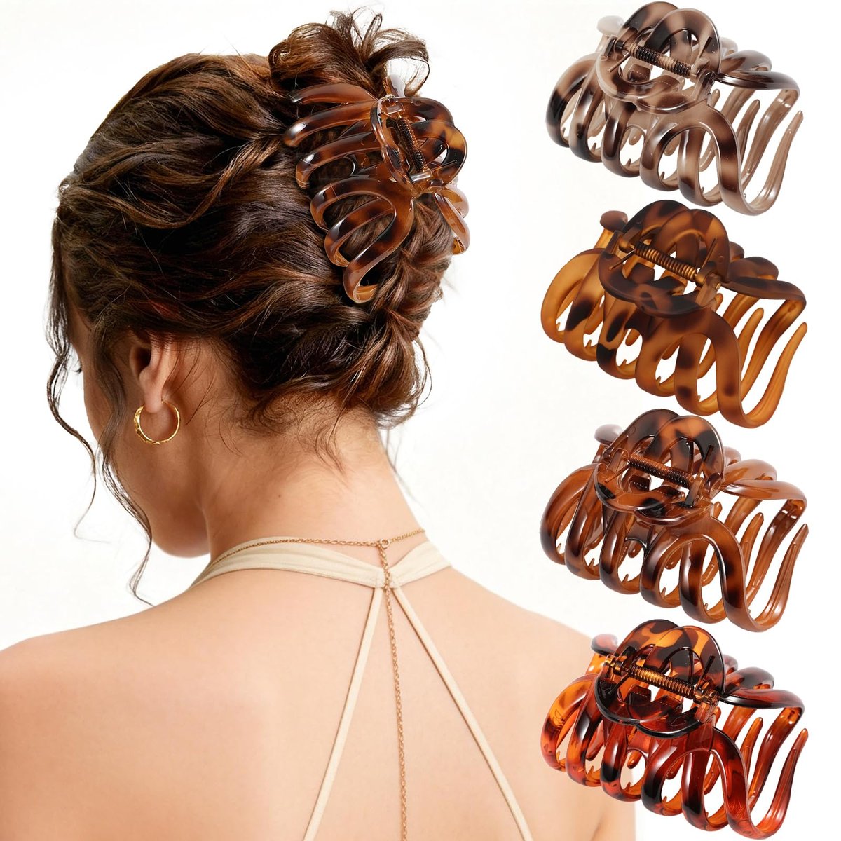 4 Stück 3,8 Zoll Oktopus-Haarklammern, Große Schildpatt-Haarklammern für Frauen und Mädchen, Starker Halt für Dickes Haar, Haaraccessoires als Geschenk