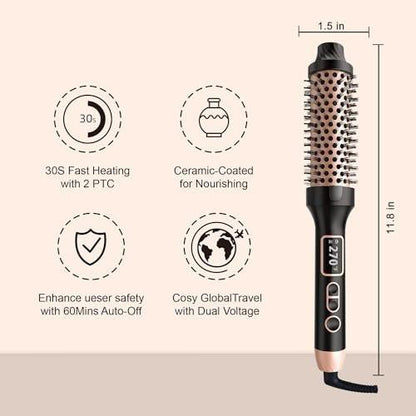 NONK Thermobürste 1,5 Zoll – Runde Heizbürste mit langlebiger Spannung, Lockenstab für alle Haartypen, Turmalin-Keramik, 5 Temperaturstufen, Roségold
