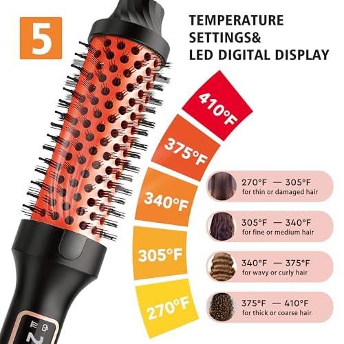 NONK Thermobürste 1,5 Zoll – Runde Heizbürste mit langlebiger Spannung, Lockenstab für alle Haartypen, Turmalin-Keramik, 5 Temperaturstufen, Roségold