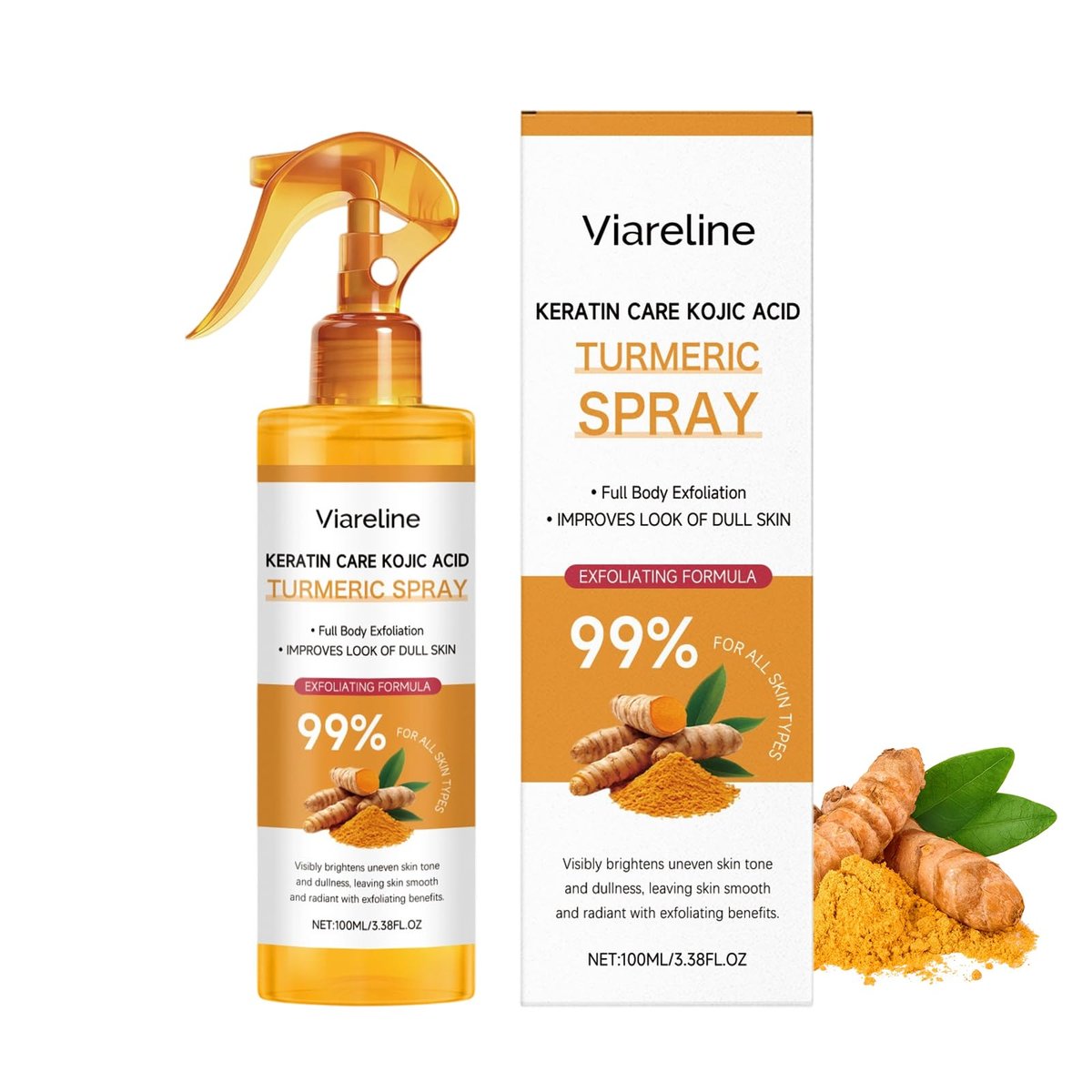 Peel Shot Keratin Care Kojic Acid Turmeric Spray 100ml – Peeling-Körper-Spray mit Retinol, Niacinamid für Gesicht & Körper, für alle Hauttypen