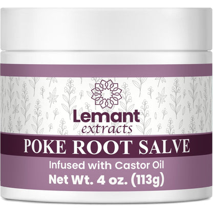 Lemant Bio Poke Root & Rizinusöl Salbe (118 ml) - Kräutersalbe mit Poke Root, Rizinusöl, Ringelblume, Wegerich, Rotklee, Boswellia, Sheabutter und Lavendel