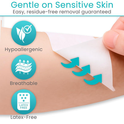 Vivecare Medical Paper Tape – Hypoallergenes Chirurgisches Pflaster für die Wundversorgung – Atmungsaktiv, Sanft & Latexfrei – Erste-Hilfe-Klebeband für empfindliche Haut, Verbände & Mull (1'' x 10 yd)