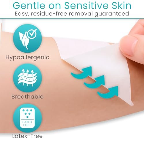 Vivecare Medical Paper Tape – Hypoallergenes Chirurgisches Pflaster für die Wundversorgung – Atmungsaktiv, Sanft & Latexfrei – Erste-Hilfe-Klebeband für empfindliche Haut, Verbände & Mull (1'' x 10 yd)