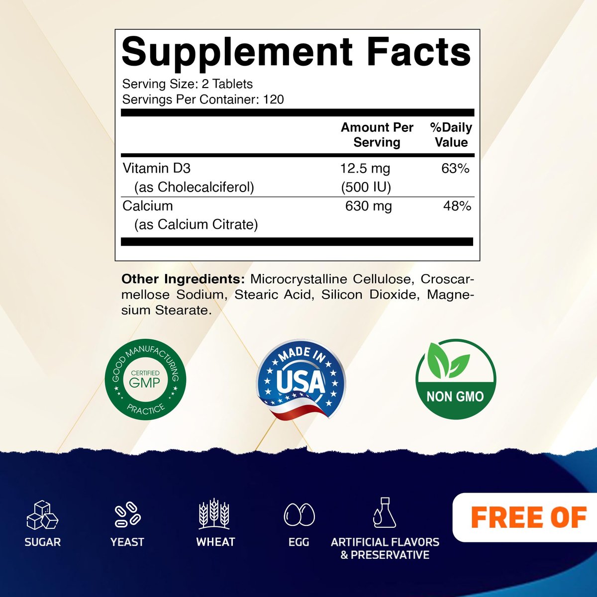 Vitamatic Calciumcitrat mit Vitamin D3 – 240 Tabletten – Hoch absorbierbares Calciumcitrat mit D3 – Nicht-GVO, Glutenfrei