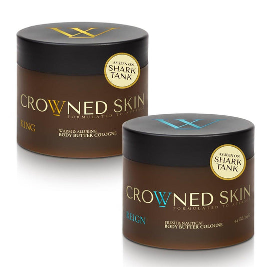 Crowned Skin Reign & King Body Butter Cologne Bundle | Feuchtigkeitsspendendes Hautpflege-Set mit Sandelholz, Leder, Frische & Meeresdüften | Shea- & Mangobutter | Wie im TV zu sehen