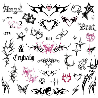 Pixel Hearts Cute Y2K Temporäre Tattoos | Realistische Wasserfeste Fake Tattoos | Festival, Junggesellinnenabschied, Halloween, Geburtstagsgeschenke, Accessoires
