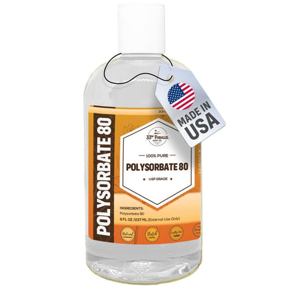 Polysorbat 80 (240 ml) | USP-Qualität – Tween 80 Natürlicher Emulgator & Lösungsvermittler für ätherische Öle, Düfte, Lotionen, Shampoos & Badezusätze | Verbessert Klarheit & Stabilität | 240 ml