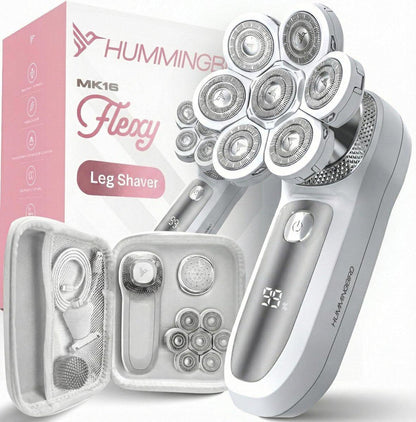 HUMMINGBIRD Flexy Elektrorasierer für Frauen – Kabellos, Wiederaufladbar, Wasserdicht, Beinrasierer für seidig glatte Beine, Haarentfernungsset, Peeling, Reinigung, Reiseetui & Bikinitrimmer