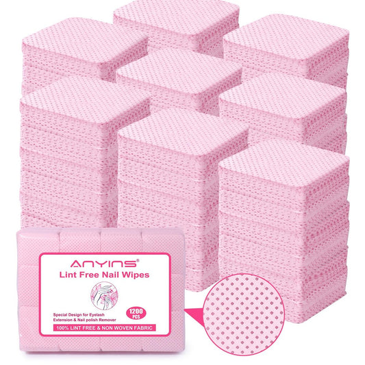 ANYINS Fusselfreie Nageltücher, 1200 Stück – Vliesstoff-Reinigungspads für Nagellackentferner & Wimpernverlängerung, saugstark, weich, für Salon und Heim-DIY