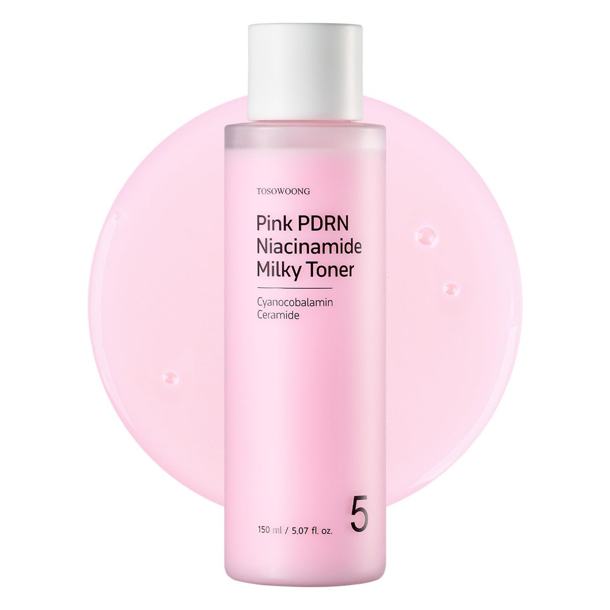 TOSOWOONG Pink PDRN Niacinamide Milky Toner – Feuchtigkeitsspendender Gesichtstoner mit Niacinamid 5%, Salmon DNA PDRN, 3 Ceramiden & 12 Peptiden für Glass Glow Haut, Koreanische Hautpflege, 150 ml