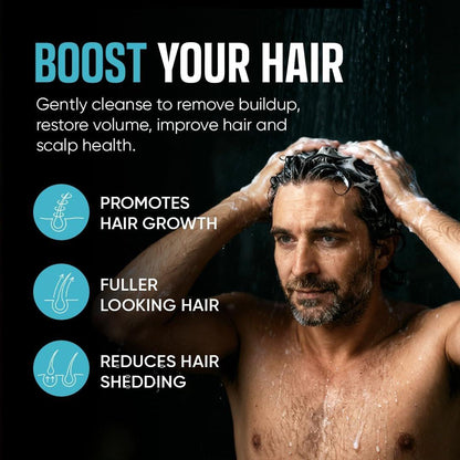 Moerie Ultimate Men Hair Growth Shampoo – Haarausfall Lösung für Männer mit Biotin und Rosmarin, Verdickendes Shampoo für dünner werdendes Haar – Ultimativer Boost für alle Haartypen